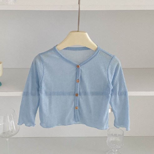 썸머베베심플가디건 유아 여아 남아 키즈 주니어 신생아 봄 여름 가을 가디건 100, 100, 색상, 블루 섬네일
