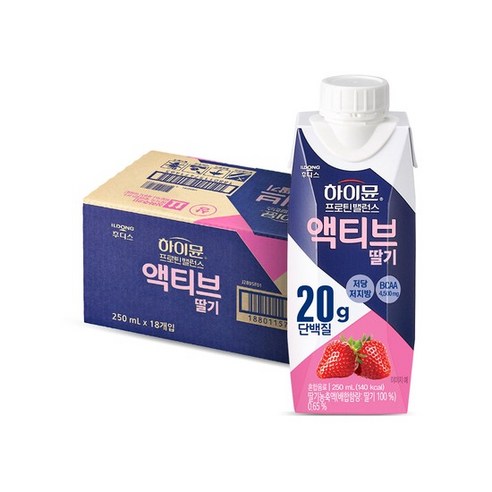 하이뮨 프로틴 밸런스 액티브 딸기, 250ml, 18개