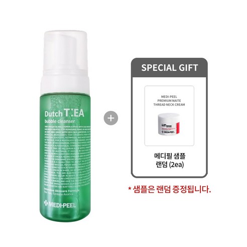 [Medi-Peel 스킨이데아 정품] 호주산 티트리로 저자극 모공 케어 - 더치 티 버블 클렌저 160ml + 메디필 샘플 랜덤(2매), 1개