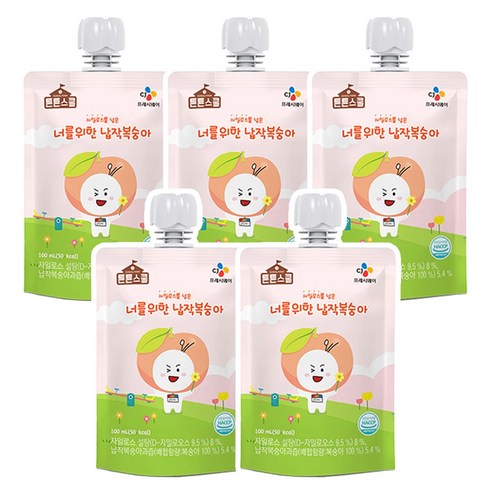 CJ 튼튼스쿨 너를위한 납작복숭아, 5개, 100ml