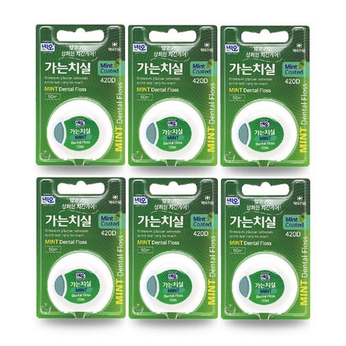 네오 가는치실 6개 얇고 부드러운 치간케어 가는 치실 MINT, 1개, 1개