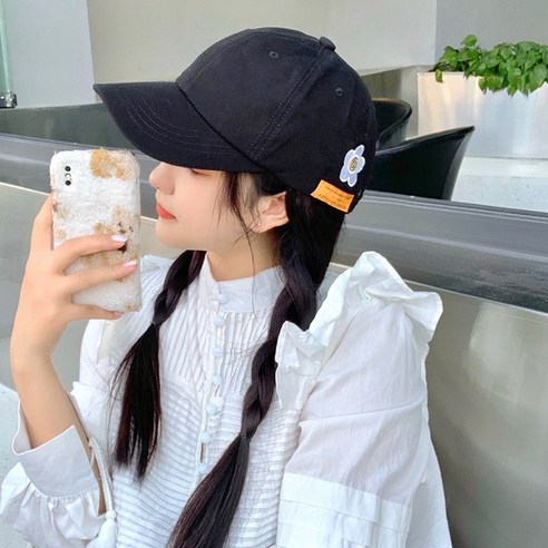 DFMEI ins 옆면 꽃자수 스냅백 여봄여름베스트햇자조, DFMEI 블랙