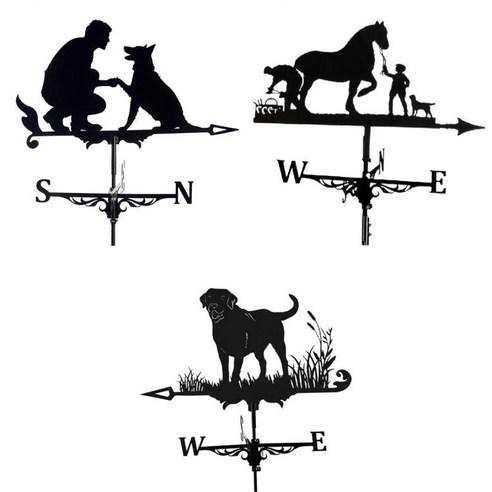 3x Weather Vane Farm Bracket Weathervane 농가 내구성 장면, 35x75cm, 철, 개와 남자