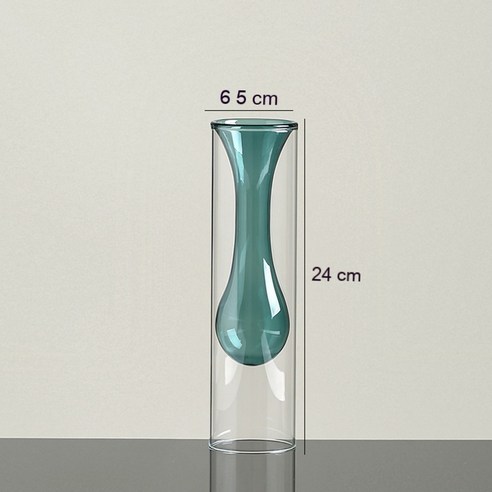 MEIISEO가정용 북유럽 스타일 투명 유리꽃병 수경 유리화병 꽃병 도자기 화병, Darkgreen-24cm
