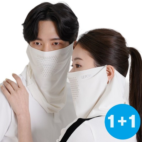 르포스 자외선차단 쿨 스포츠 골프 마스크 1+1, 화이트+화이트, 2개