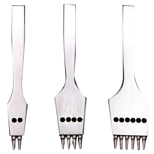 노 브랜드 3 pcs 4mm 가죽 공예 라운드 구멍 펀처 분리형 솔기 펀칭 치즐 도구/세트, 은