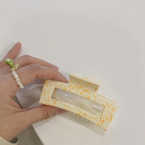디어블루 도트마블 올림머리 집게핀 헤어, 오렌지