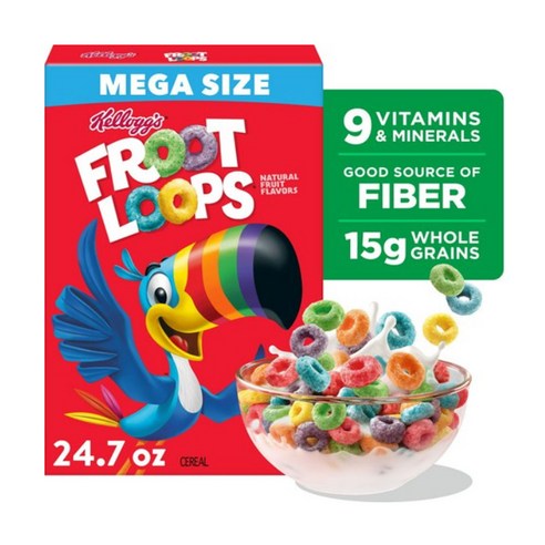 Kelloggs 켈로그 프룻 룹스 아침 시리얼 홀그레인 메가사이즈