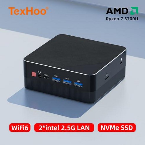 TexHoo 4 디스플레이 미니 PC AMD RYZEN 7 5800U 5500U 포켓 듀얼 DP HDMI LAN C타입 와이파이 6 DDR4 16GB 1TB NVMe 미니 컴퓨터, 없음, 없음, 4) R5 5500U 16GB 1000GB