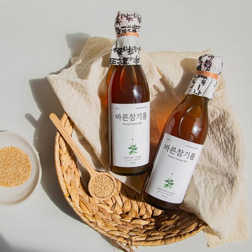 꼬소한 바른 참기름 통참깨 100% 저온압착, 350ml, 12개