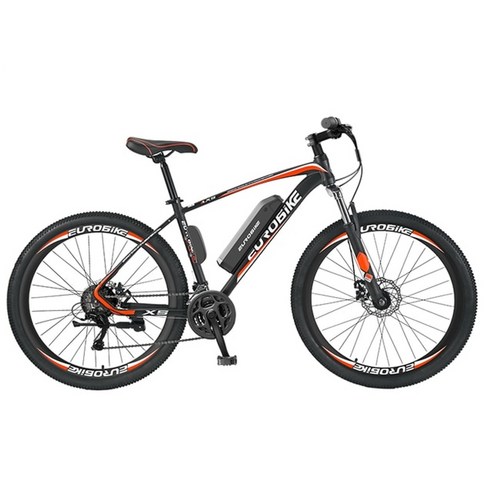 21 가변 속도 전기 자전거 26 인치 전기 자전거 알루미늄 합금 산 ebike 슈퍼 라이트 전자 자전거 성인용, 블랙 오렌지 ft, 6ah 배터리