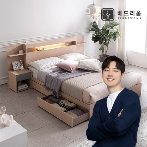 [베드리움]마인 LED침대(SS)-독립매트리스 (착불), 메이플