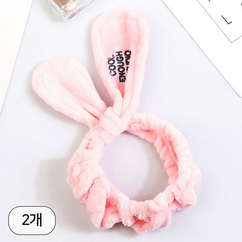 1+1 주니톡 세안머리띠 세안밴드 세안용 헤어밴드 2p, 2개, 토끼세안밴드 핑크