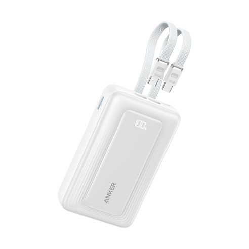 앤커 졸로 파워뱅크 20000mAh 45W 보조배터리 (C타입 케이블 일체형), 화이트, A110M