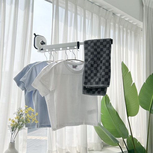 말리시오 벽부착 무타공 흡착 접이식 원룸 빨래 건조대, 2단, 상세페이지 참조