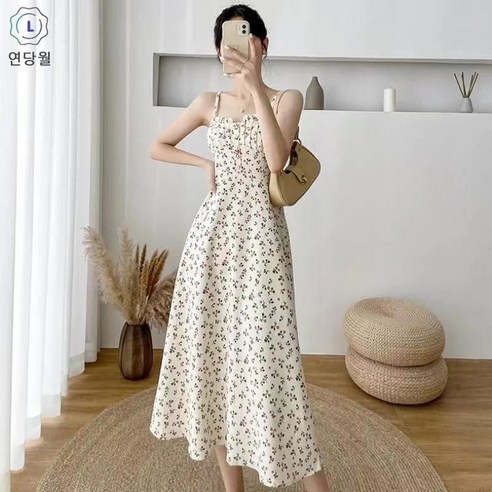 【연당월】코듀로이 플라워 나시 코디 웨이스트 원피스입니다제이코닉점프수트