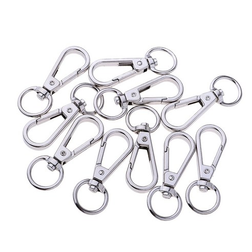 YSSHOP 10pcs 회전 걸쇠 매는 밧줄 스냅 걸이 랍스터 클로 걸쇠와 열쇠 고리 반지, 실버, 합금