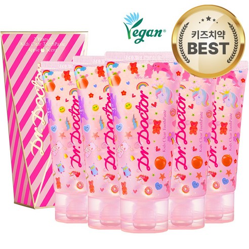 핑거스푼 닥터닥터 투명 키즈 치약 70g, 5개