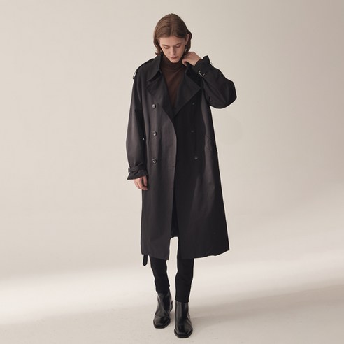 High Quality Overfit Long Trench Coat (Black)