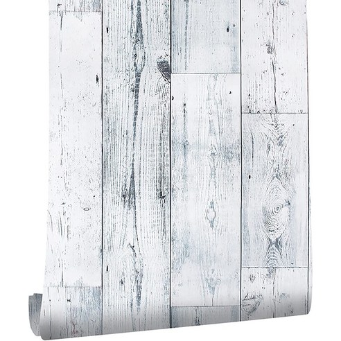 Peel and Stick Wallpaper ARTEANUR Vintage White and Blue Wood Wall Paper 17.7 34 × 118 34, 01 17.7인치 × 118