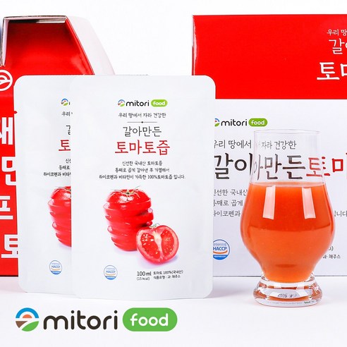 해썹인증 먹기좋게 갈아만든 국내산 100% 토마토즙, 100ml, 15개