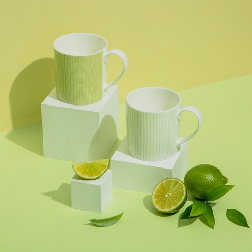 일상에 스며드는 산뜻한 컬러, 한국도자기 라임 머그컵 세트