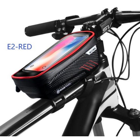저바 자전거 가방 방수 전화 마운트 전면 프레임 탑 튜브 핸들 터치 스크린 홀더 케이스, E2-RED, 하나