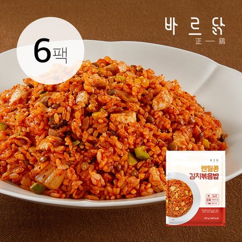 바르닭 닭가슴살 곤약볶음밥 렌틸콩&김치볶음밥, 250g, 6개