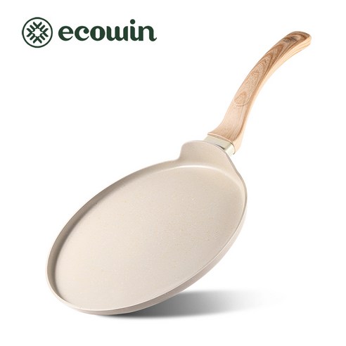 Ecowin 프라이팬 크레페 팬케이크 IH 인덕션 팬 해물전 파오차이전 25cm 주방용품, 1개, 백색