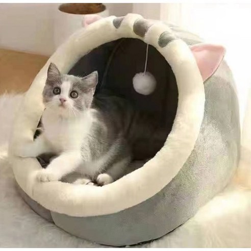 고양이 포근한 방석 숨숨집 침대 쿠, 그린, 1개