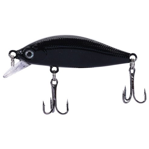 미물 소검 완침 미노루아 미끼 5.3cm3g 민물 낚시 넙치 흑어 가짜 미끼 5P, 보통 갈고리, C 블랙