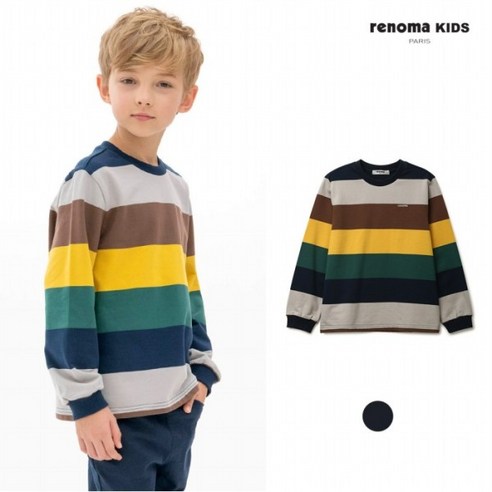 [페리미츠] [레노마키즈] 남아스트라이프 선염 티셔츠 네이비 (R2231T017_11)