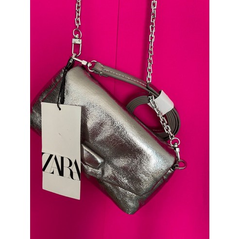 Zara small shoulder purse bag silver color new with tag