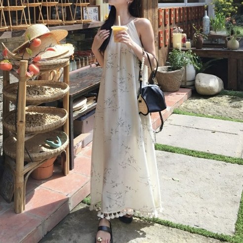 주디앤 여성 리프 보헤미안 태슬 원피스