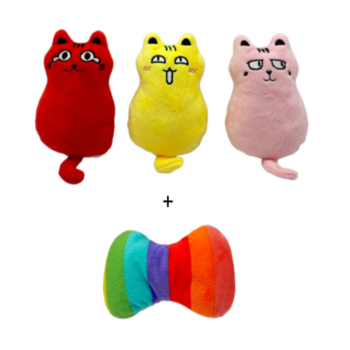 만족댕냥 강아지장난감 애착인형 냥이 3p + 가재, 냥이3p+레인보우, 1세트