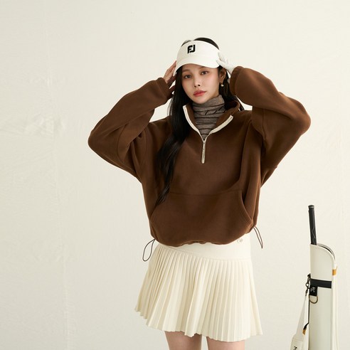 [피핀] [패턴퀸 GOLF] 반집업 스트링 플리스 포켓맨투맨 #111744