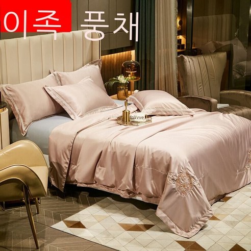 이인풍 여름이불 순색 심플한 북유럽풍 여름이불 물세탁 얼음자수 에어컨 이불 싱글.m. 미샤 얇은 이불 가정용 판다 연근 *cm 단하 이불, 반도연