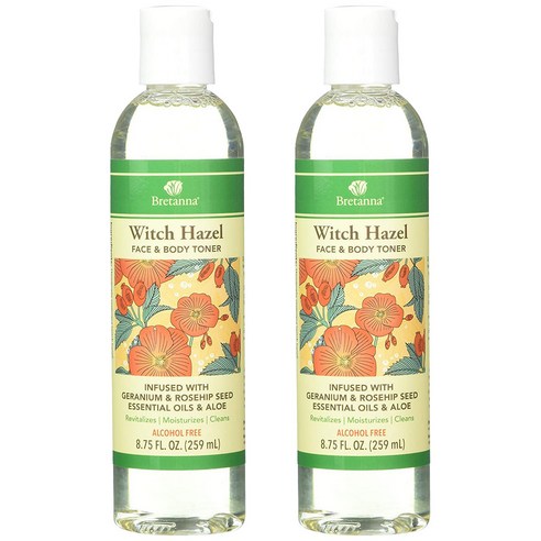 브레타나 위치 헤이즐 페이스 & 바디 토너 제라늄 로즈 힙 시드&알로에, 259ml, 2개