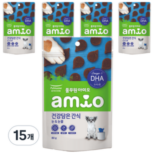 풀무원아미오 강아지 건강담은 간식 영양제, 눈물개선/눈건강, 15개, 80g