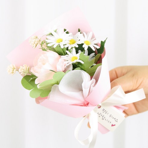 납골당꽃 미니 꽃다발 성묘 금꽃다발, 핑크 장미, 1개