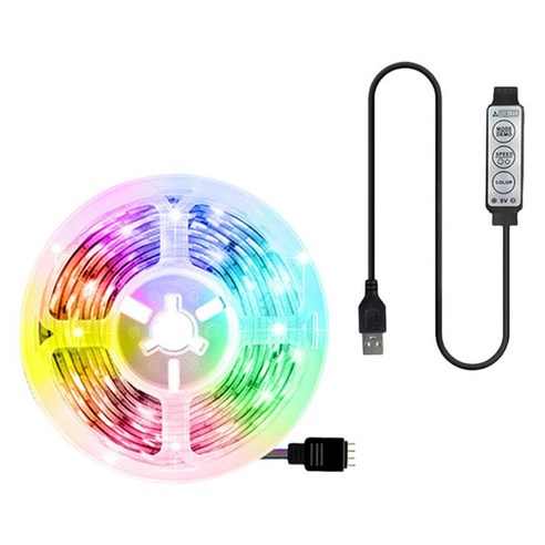 배경 라이트 바 rgb cutable 5 v 플러그 플레이 인터넷 카페 컴퓨터 배경 tv 후면보기 용 컨트롤러가있는 구부릴, 3미터, 3.94x1.97x1.18인치, 플라스틱