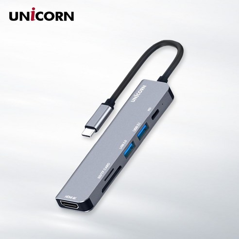 유니콘 6IN1 HDMI USB멀티허브 SD/TF카드리더 PD 87W C타입허브, 본 상품