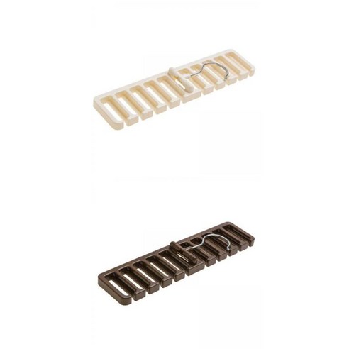 옷장 옷장을 위해 회전하는 2 조각 벨트 걸이 보관 홀더 주최자, 30.5x7.3x1.4cm, 플라스틱, 화이트+브라운