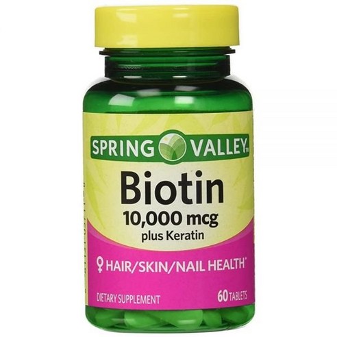 Spring Valley 비오틴 식이 보충제 10000 Mg 케라틴 100 60정 (관부가세포함)