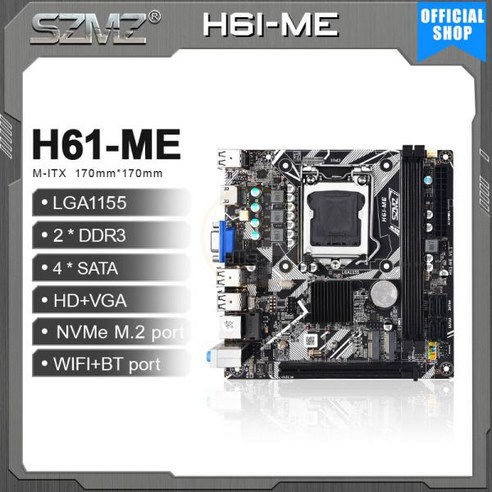 msi박격포 박격포 마더보드 소켓 SZMZ H61ME 미니 ITX 마더 보드 LGA 1155 지원 NVME M.2 및 WIFI 블루투스 포트 H61 Placa Mae office PC DDR3 Best Top5