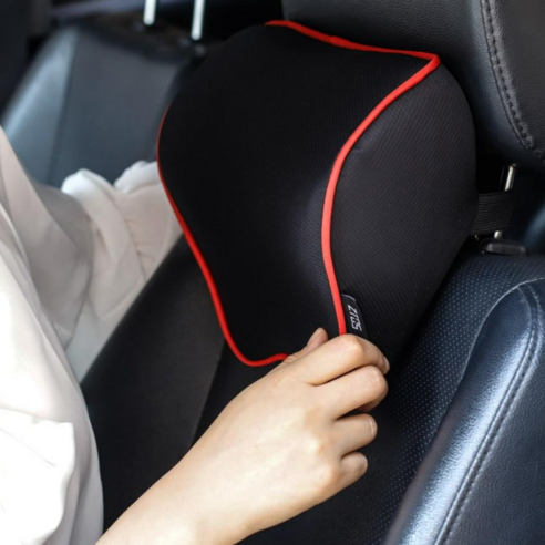 지토스 차량용 목쿠션 자동차 목베개 목받침 헤드레스트 2개, 레드