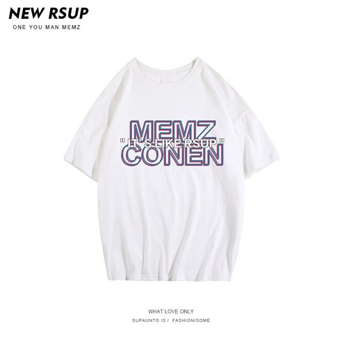 DFMEI 편지 인쇄 티셔츠 남성 짧은 소매 느슨한 라운드 넥 캐주얼 티셔츠 여름 의 패션 간단한 하프 소매 탑