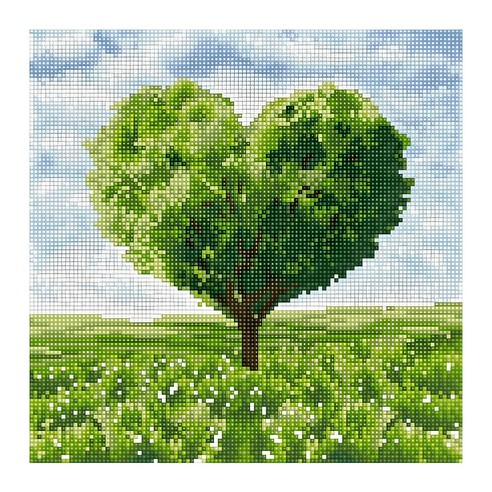 아이러브페인팅 캔버스형 보석십자수 DIY 키트 30 x 30 cm, 그린하트나무, 1개