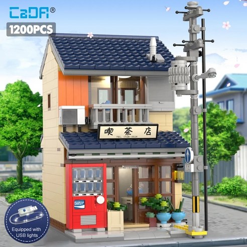 일본 찻집 블록 Cada LED 1200 pcs 일본 레고, 1개
