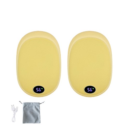 2개 포근하고 사랑스러운 손난로 보조배터리 러블리 10000mah 파스텔 파우치 충전케이블, pastel9, 옐로우+옐로우